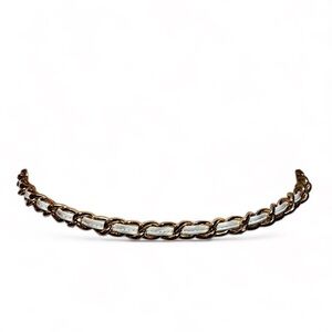 VTG 80s-90s Leather Braided Gold Chain Belt